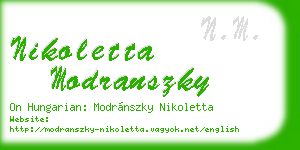 nikoletta modranszky business card