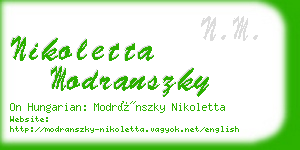 nikoletta modranszky business card